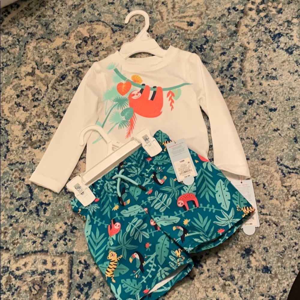 Cat & Jack 18mo swimsuit and shirt. NWT.